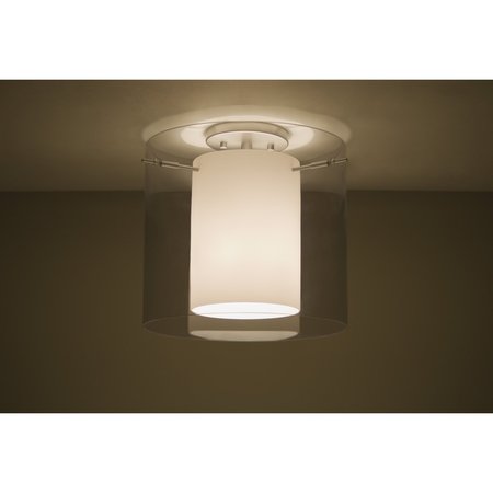 BESA LIGHTING Pahu 12 Ceiling, Trans. Smoke/Opal, Satin Nickel Finish, 1x100W Incandescent 1KM-S18407-SN